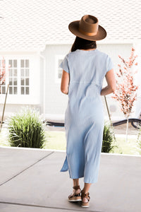 Ribbed midi dress in dusty blue